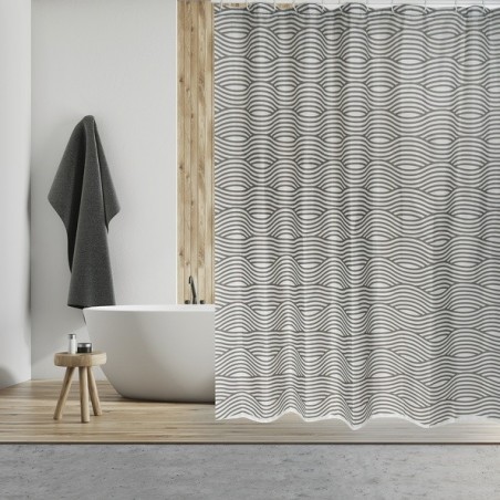 MSV Tenda doccia Poliestere WAVE 180x200cm PREMIUM QUALITY Grigio - Anelli inclusi MSV