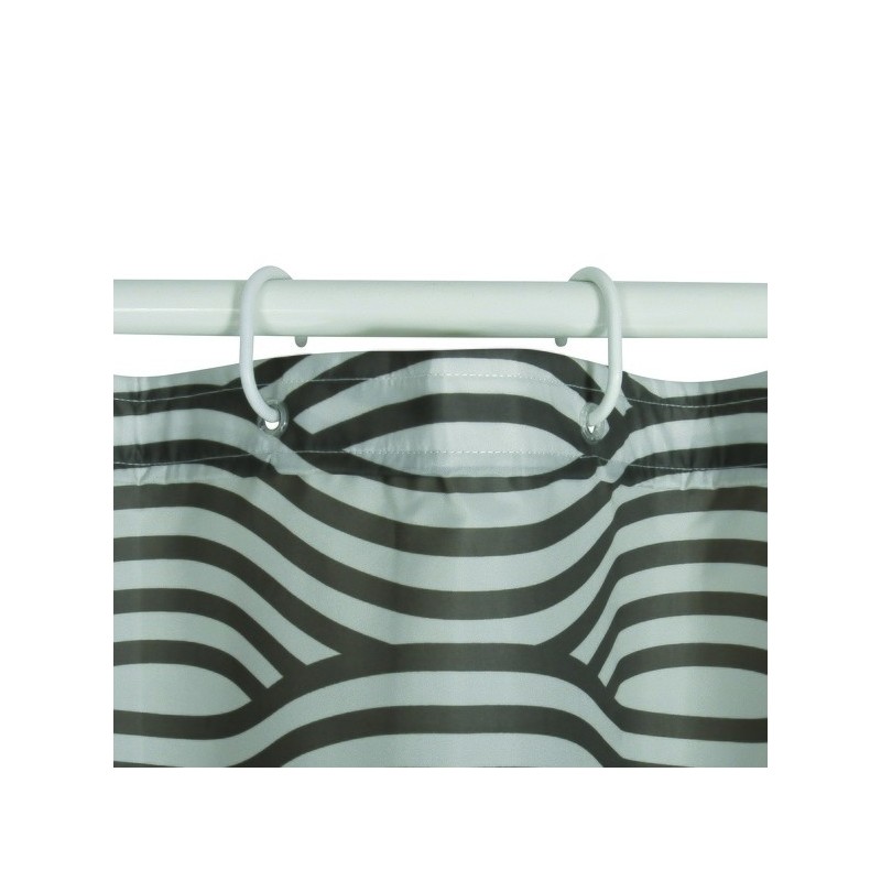MSV Shower curtain Polyester WAVE 180x200cm PREMIUM QUALITY Gray - Rings included MSV