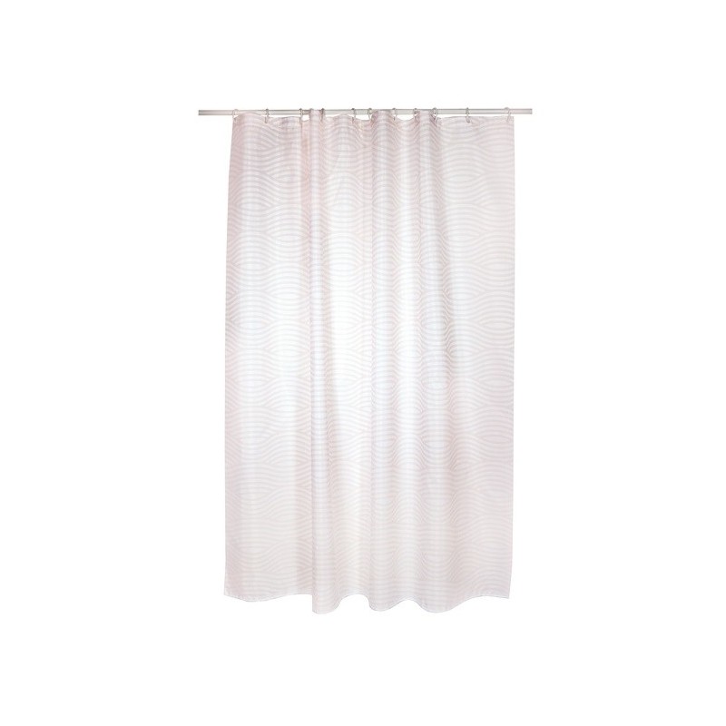 MSV Duschvorhang Polyester WAVE 180x200cm PREMIUM QUALITY Pastellrosa - Ringe inklusive MSV