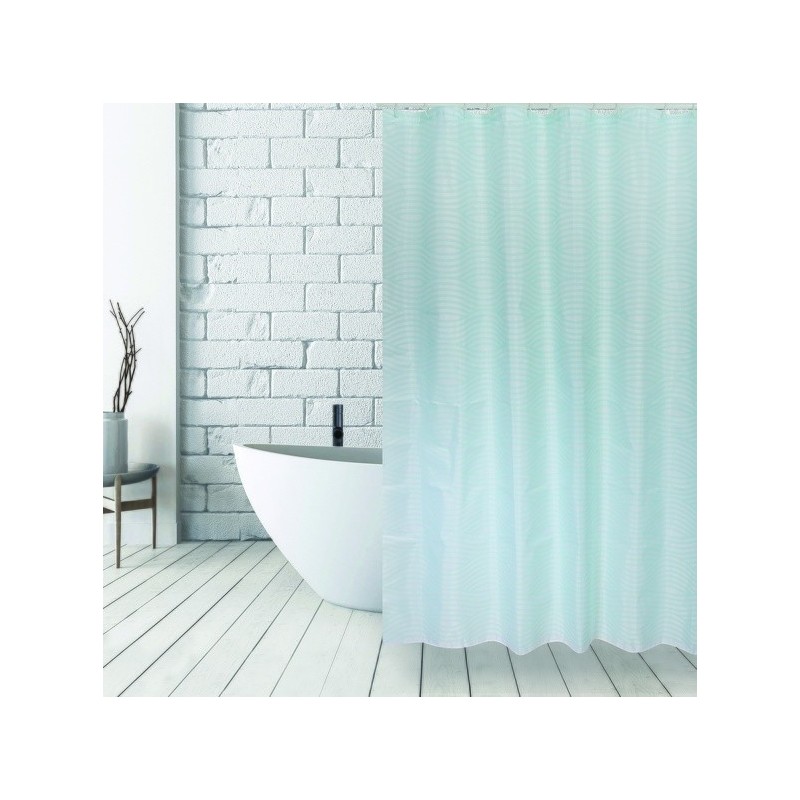 MSV Duschvorhang Polyester WAVE 180x200cm PREMIUM QUALITY Pastellgrün - Ringe inklusive MSV