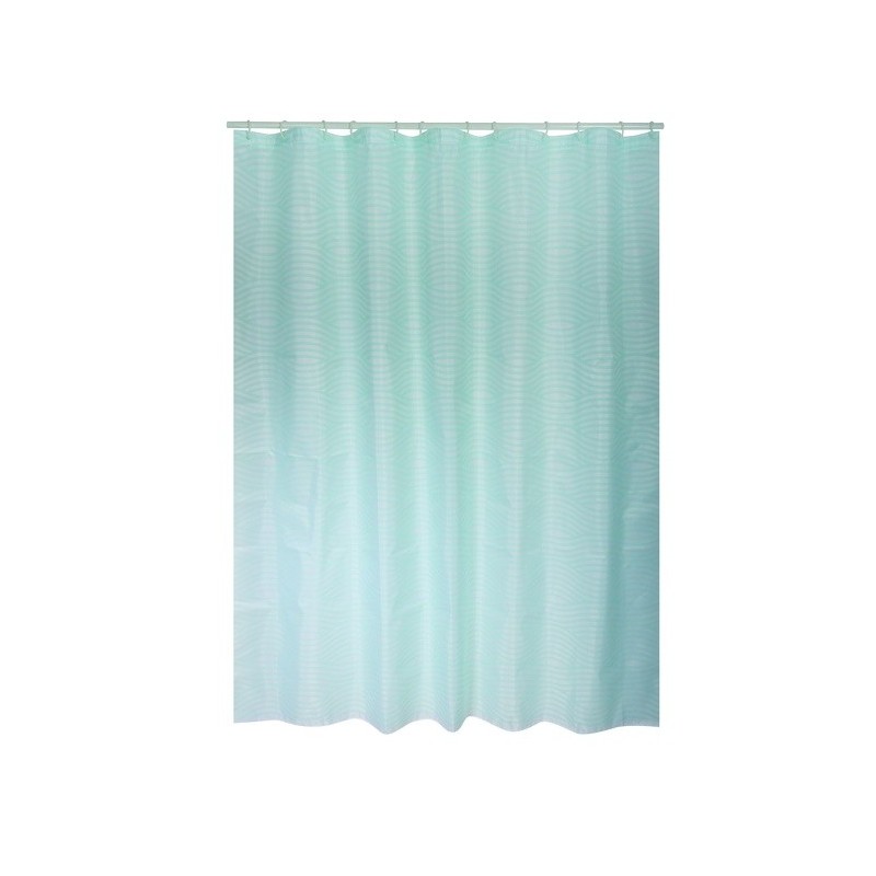 MSV Tenda doccia in Poliestere WAVE 180x200cm QUALITÀ PREMIUM Verde Pastello - Anelli inclusi MSV