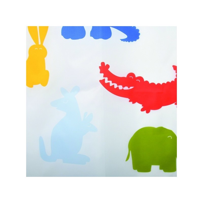 MSV Cortina de ducha Poliéster ZOO 180x200cm CALIDAD PREMIUM Multicolor - Anillas incluidas MSV