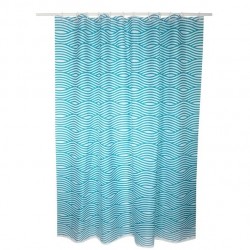 Rideau de douche Polyester WAVE 180x200cm QUALITÉ PREMIUM Bleu - Anneaux inclus MSV MSV