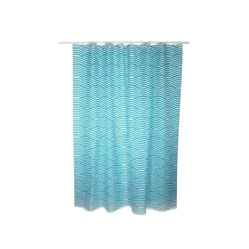 Rideau de douche Polyester WAVE 180x200cm QUALITÉ PREMIUM Bleu - Anneaux inclus MSV MSV