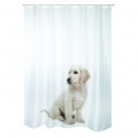 Rideau de douche Polyester SCOTT 180x200cm Chien Blanc - Anneaux inclus MSV MSV