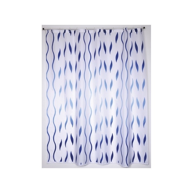 MSV Tenda doccia SEVENTIES Poliestere 180X200cm Blu & Bianco - Anelli inclusi MSV