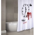 MSV Cortina de ducha Poliéster TAKE YOUR TIME 180x200cm CALIDAD PREMIUM - Anillas incluidas MSV