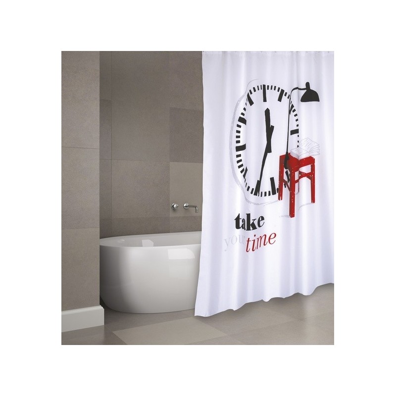 MSV Tenda doccia Poliestere PRENDITI IL TUO TEMPO 180x200cm QUALITÀ PREMIUM - Anelli inclusi MSV
