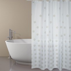 MSV Shower curtain Polyester THIKA 180x200cm PREMIUM QUALITY Beige - Rings included MSV