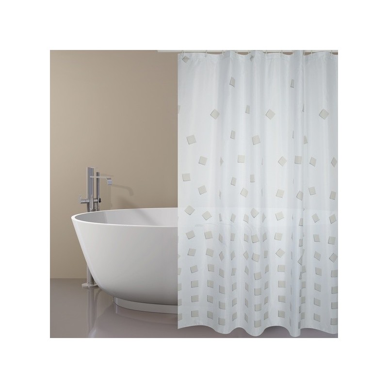 MSV Duschvorhang Polyester THIKA 180x200cm PREMIUM QUALITÄT Beige - Ringe inklusive MSV