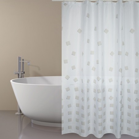 MSV Duschvorhang Polyester THIKA 180x200cm PREMIUM QUALITÄT Beige - Ringe inklusive MSV