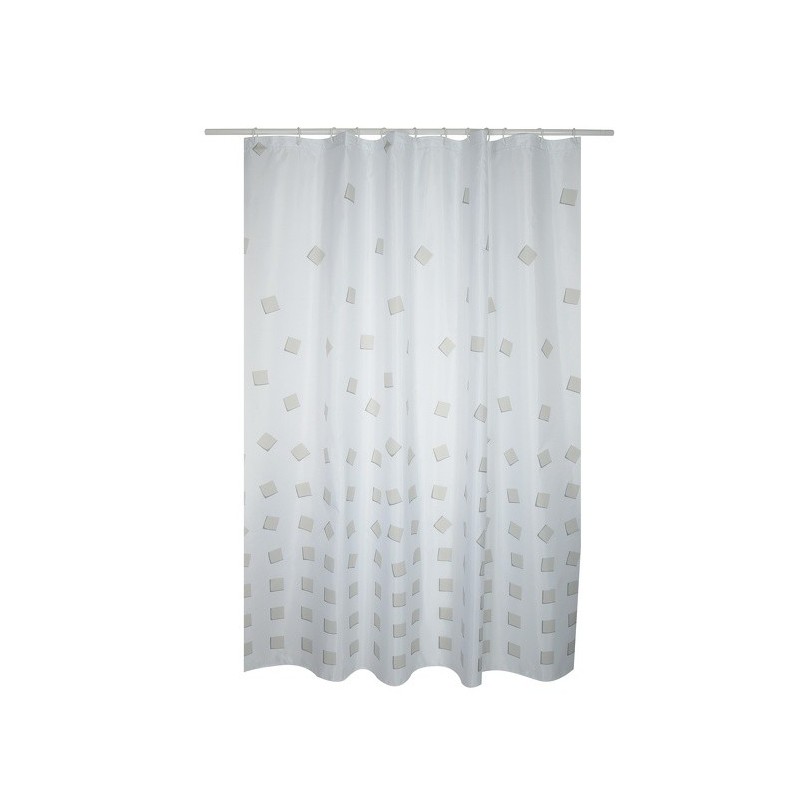MSV Duschvorhang Polyester THIKA 180x200cm PREMIUM QUALITÄT Beige - Ringe inklusive MSV