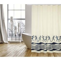 MSV Cortina de ducha Poliéster ZANZIBAR 180x200cm CALIDAD PREMIUM - Anillas incluidas MSV