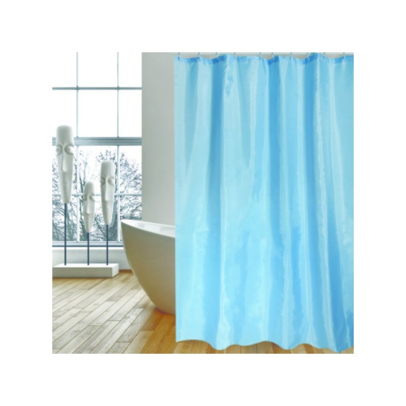 MSV Duschvorhang Polyester 240x200cm Blau - Ringe inklusive MSV