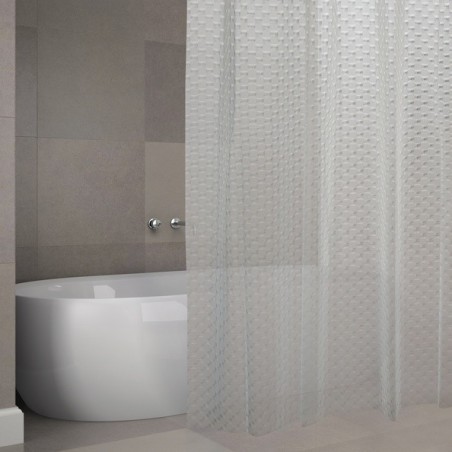 Rideau de douche EVA BOMBAY 180x200cm QUALITÉ PREMIUM Transparent - Anneaux inclus MSV MSV