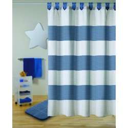 MSV Shower curtain Polyester 180x200cm PREMIUM QUALITY Blue - Rings included MSV