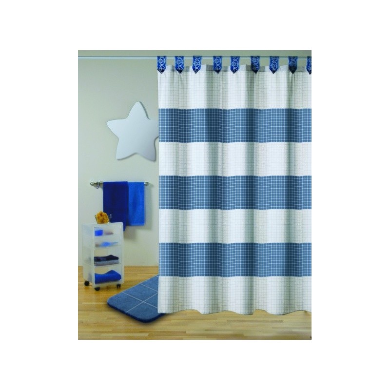 Rideau de douche Polyester180x200cm QUALITÉ PREMIUM Bleu - Anneaux inclus MSV MSV