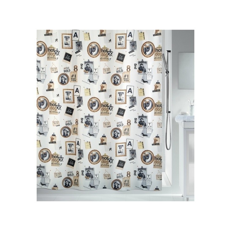 Spirella Cortina de ducha POSE Poliéster 180x200 cm Negro y dorado Spirella