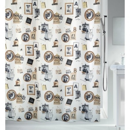 Rideau de douche Polyester POSE 180x200cm Noir & Or Spirella Spirella