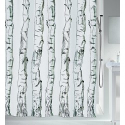 Spirella Duschvorhang Polyester WOOD 180x200cm Schwarz & Weiß