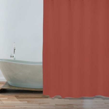 Rideau de douche Polyester 180x200cm Terracotta - Anneaux inclus MSV MSV