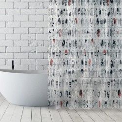 MSV Cortina de ducha Poliéster GRAPHIC DESIGN 180x180cm Multicolor - Anillas Incluidas MSV