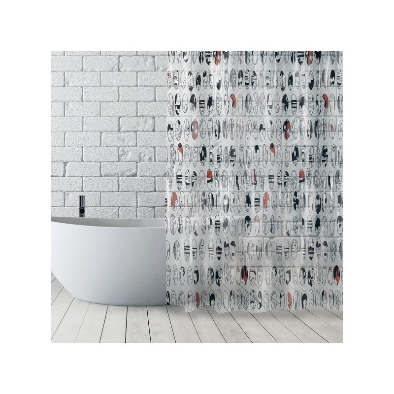 MSV Cortina de ducha Poliéster GRAPHIC DESIGN 180x180cm Multicolor - Anillas Incluidas MSV