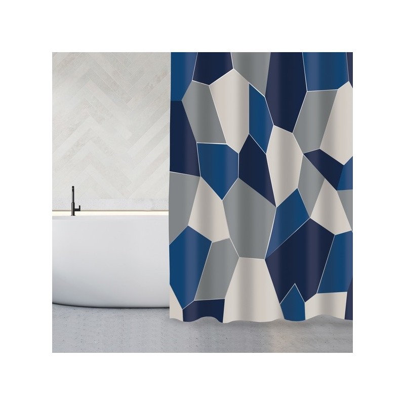MSV Cortina de ducha Poliéster ORIGAMI 180x200cm Azul MSV