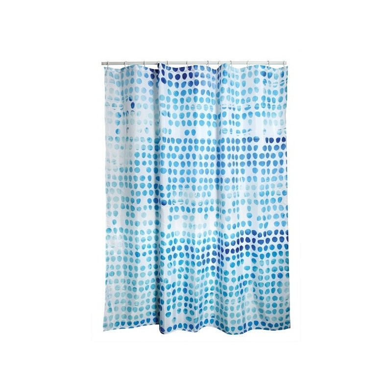 MSV Shower curtain Polyester WATERCOLOR 180x200cm Blue & White - Rings included MSV