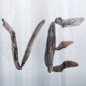 MSV Shower curtain LOVE Polyester 180x200cm Beige - Rings Included MSV