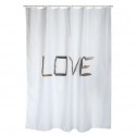 MSV Cortina de ducha Poliéster LOVE 180x200 cm Beige - Anillas Incluidas MSV