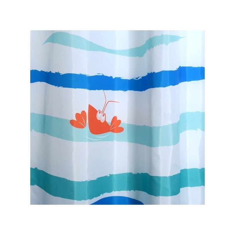 MSV Tenda doccia in Poliestere DEEP OCEAN 180x200cm Blu e Bianco - Anelli inclusi MSV