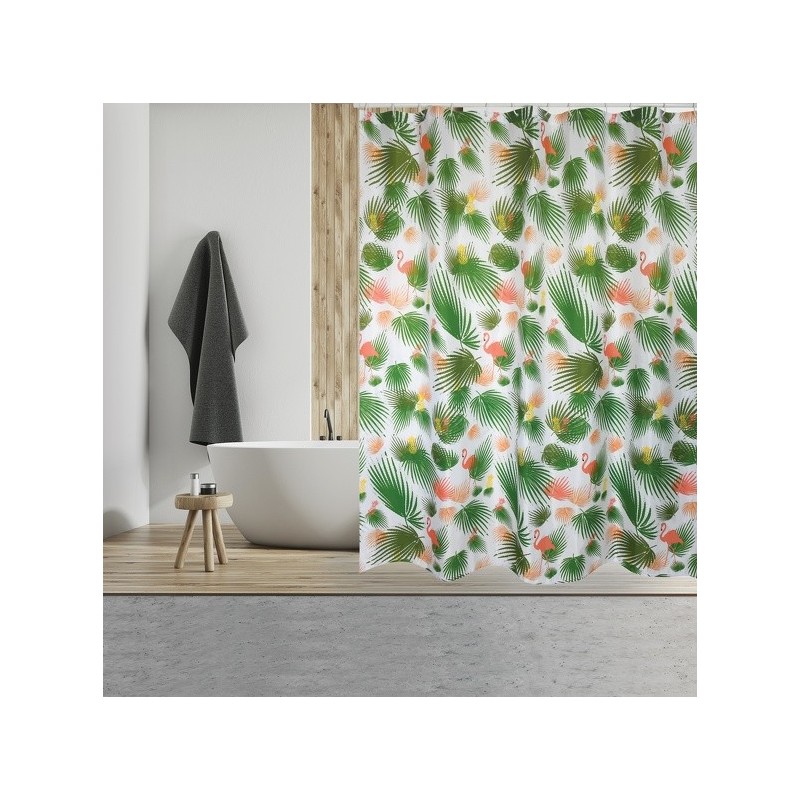 MSV Shower curtain AMAZONIA Polyester 180x200cm PREMIUM QUALITY Multiclor - Rings included MSV