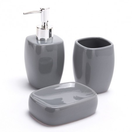 MSV Ensemble 3 accessoires de salle de bain Céramique CLASSIC Gris MSV