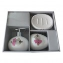 MSV ensemble 3 accessoires de salle de bain Céramique JAVA BORNEO Blanc MSV
