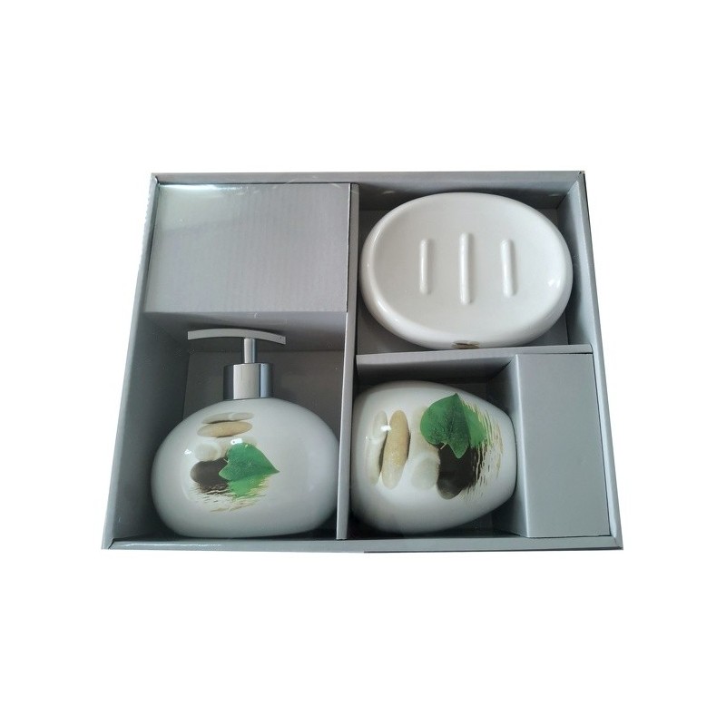 MSV ensemble 3 accessoires de salle de bain Céramique JAVA LINGGA  Blanc MSV