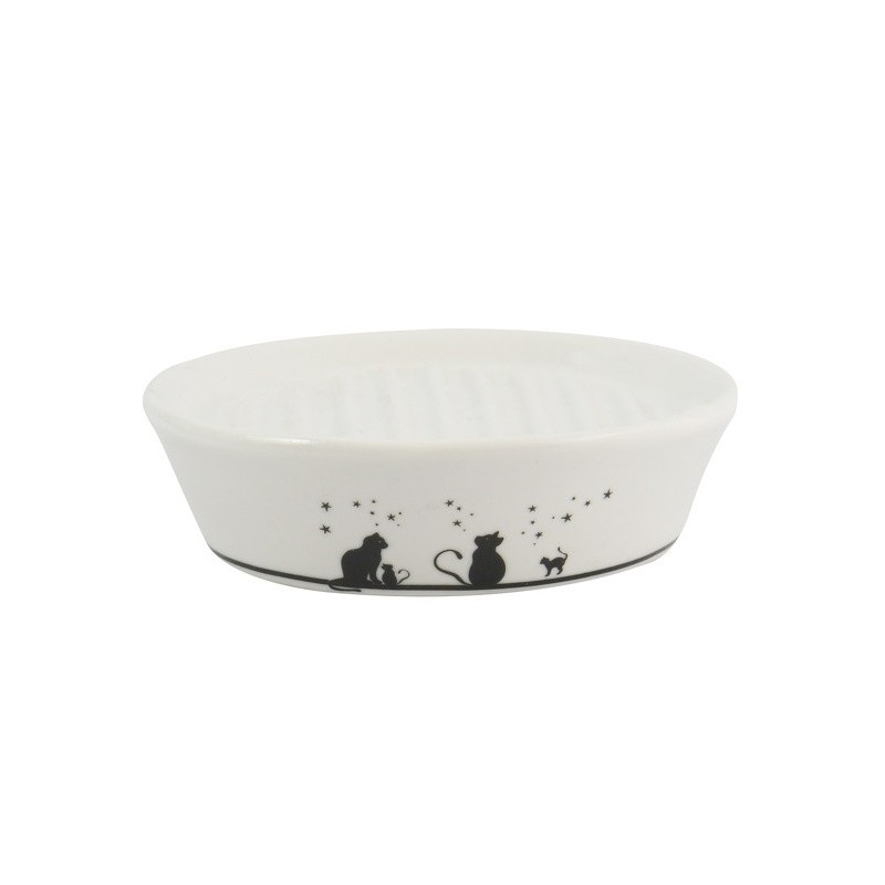 spirella Porte Savon Céramique GATITOS Noir & Blanc MSV