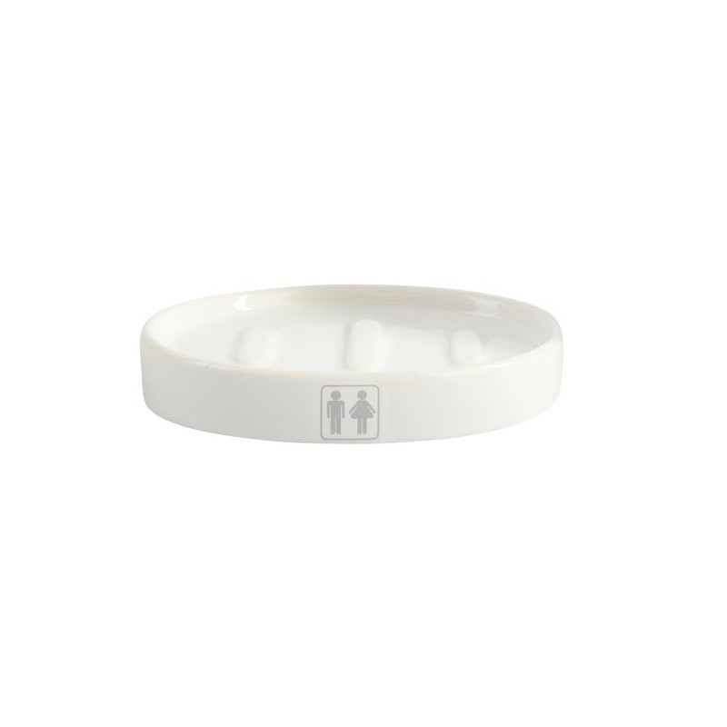 spirella Porte Savon Céramique H/F Blanc & Gris MSV