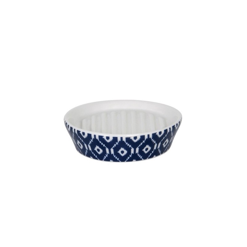 spirella Porte Savon Céramique IKAT Bleu & Blanc MSV
