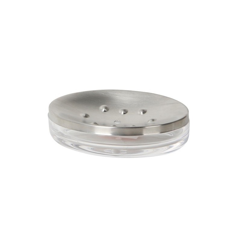 MSV Porte Savon PS & Inox PAPEETE Transparent & Gris MSV
