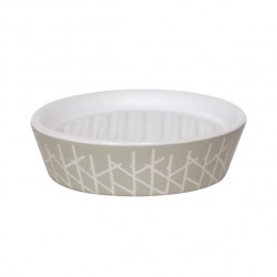 Porte Savon Céramique TREE Taupe & Blanc MSV MSV