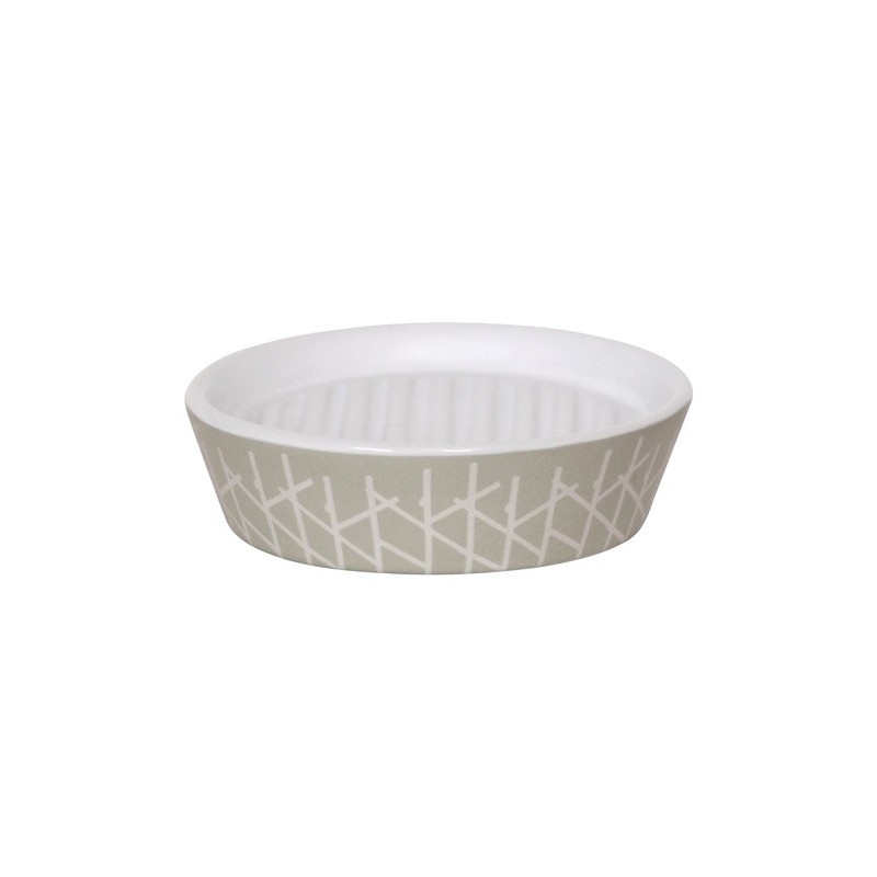 MSV Porte Savon Céramique TREE Taupe & Blanc MSV