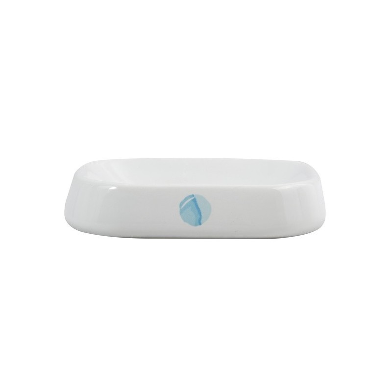 Porte savon Céramique WATERCOLOR  Blanc & Bleu MSV MSV