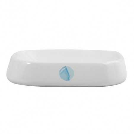 Porte savon Céramique WATERCOLOR  Blanc & Bleu MSV MSV