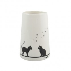 MSV Vaso cerámica GATITOS Blanco y Negro MSV