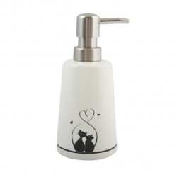 MSV Dispensador de Jabón Cerámica GATITOS Blanco y Negro MSV