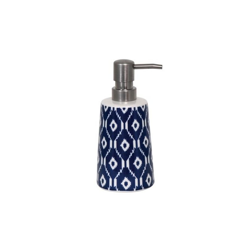 MSV Distributeur de savon Céramique IKAT Bleu & Blanc MSV