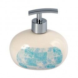 MSV Distributeur de savon Céramique JAVA CADIX Blanc & Bleu