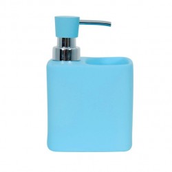 MSV Distributeur de savon & Porte Eponge Céramique MALAGA Bleu ciel MSV