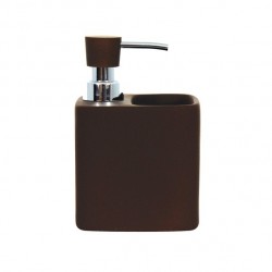 MSV Distributeur de savon & Porte Eponge Céramique MALAGA Chocolat MSV